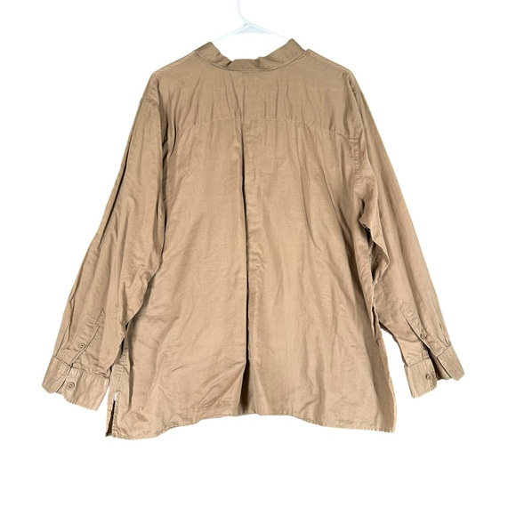 Lauren Ralph Lauren Women’s 3X Tan Plus Button LS Shirt Gorpcore Neutral Casual - Picture 2 of 12